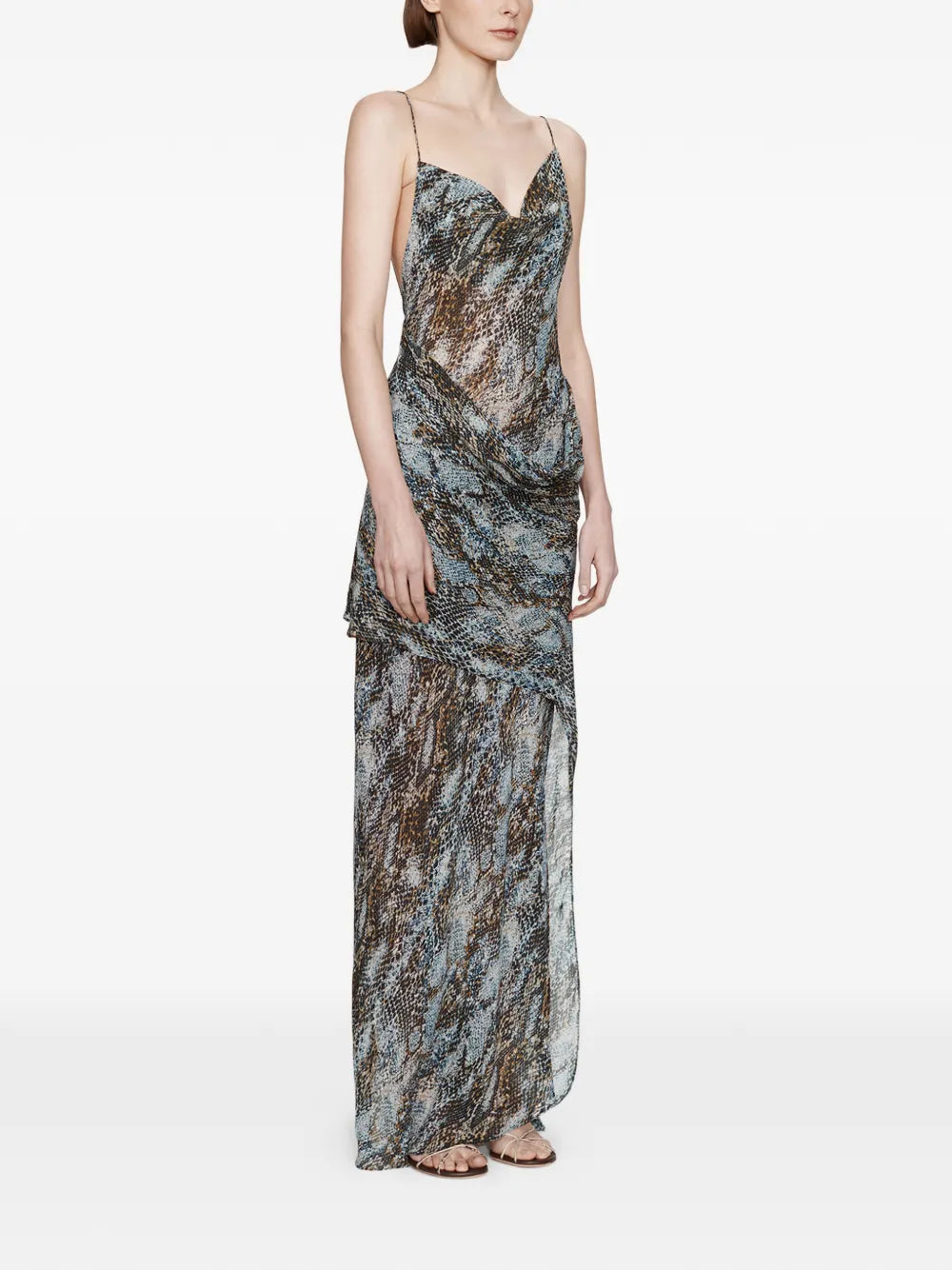 Christopher Esber Cowl Neck Printed Maxi Dress