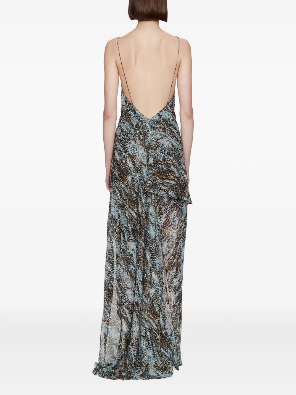 Christopher Esber Cowl Neck Printed Maxi Dress