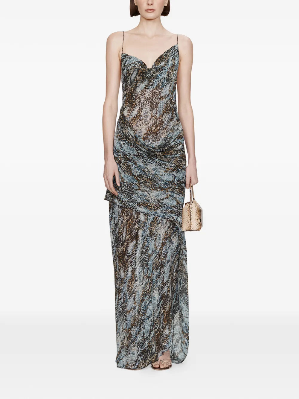 Christopher Esber Cowl Neck Printed Maxi Dress