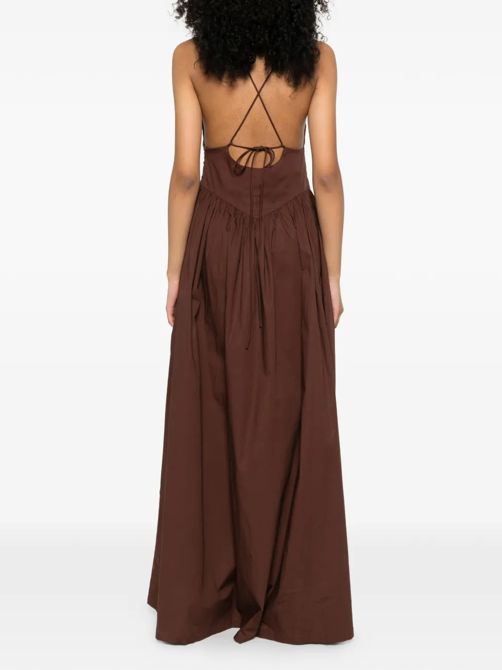 Adriana Degreas V Neck Gathered Maxi Dress