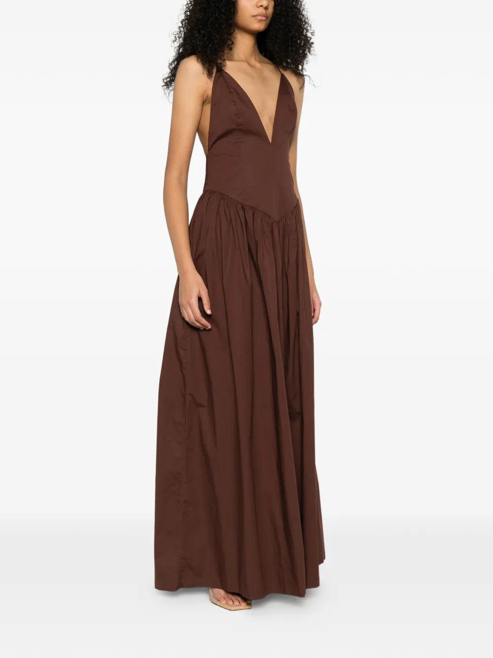 Adriana Degreas V Neck Gathered Maxi Dress