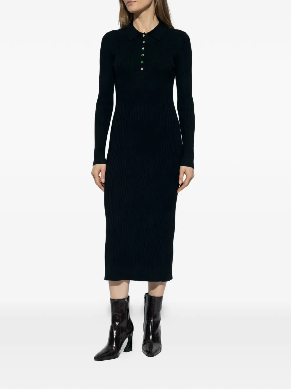Ps Paul Smith Buttoned Ribbed Midi Dress