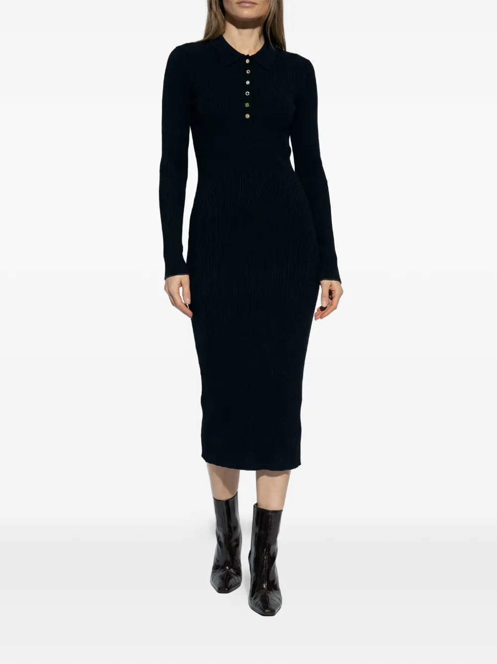 Ps Paul Smith Buttoned Ribbed Midi Dress