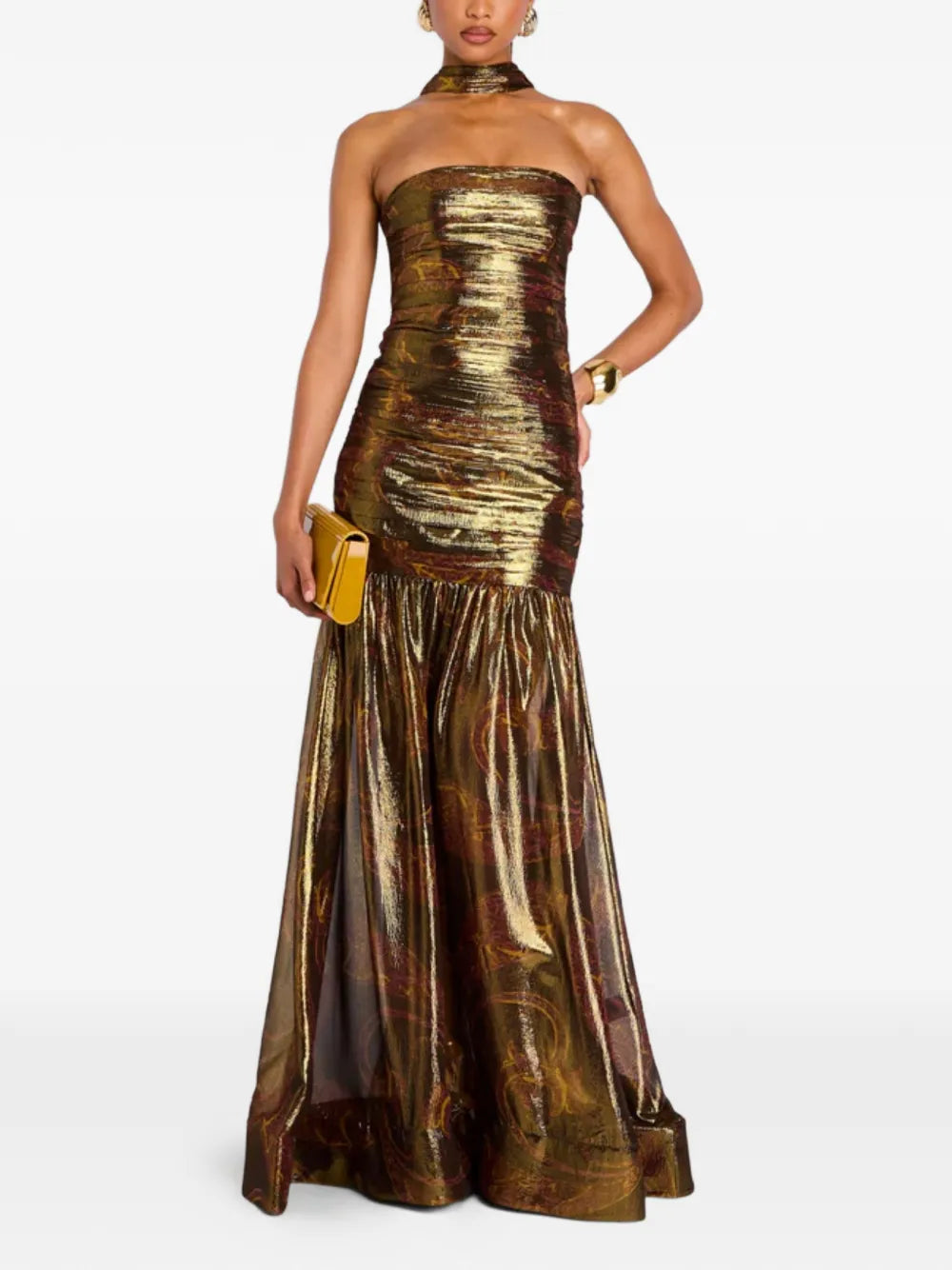 Retrofete Metallic Choker Strapless Dress