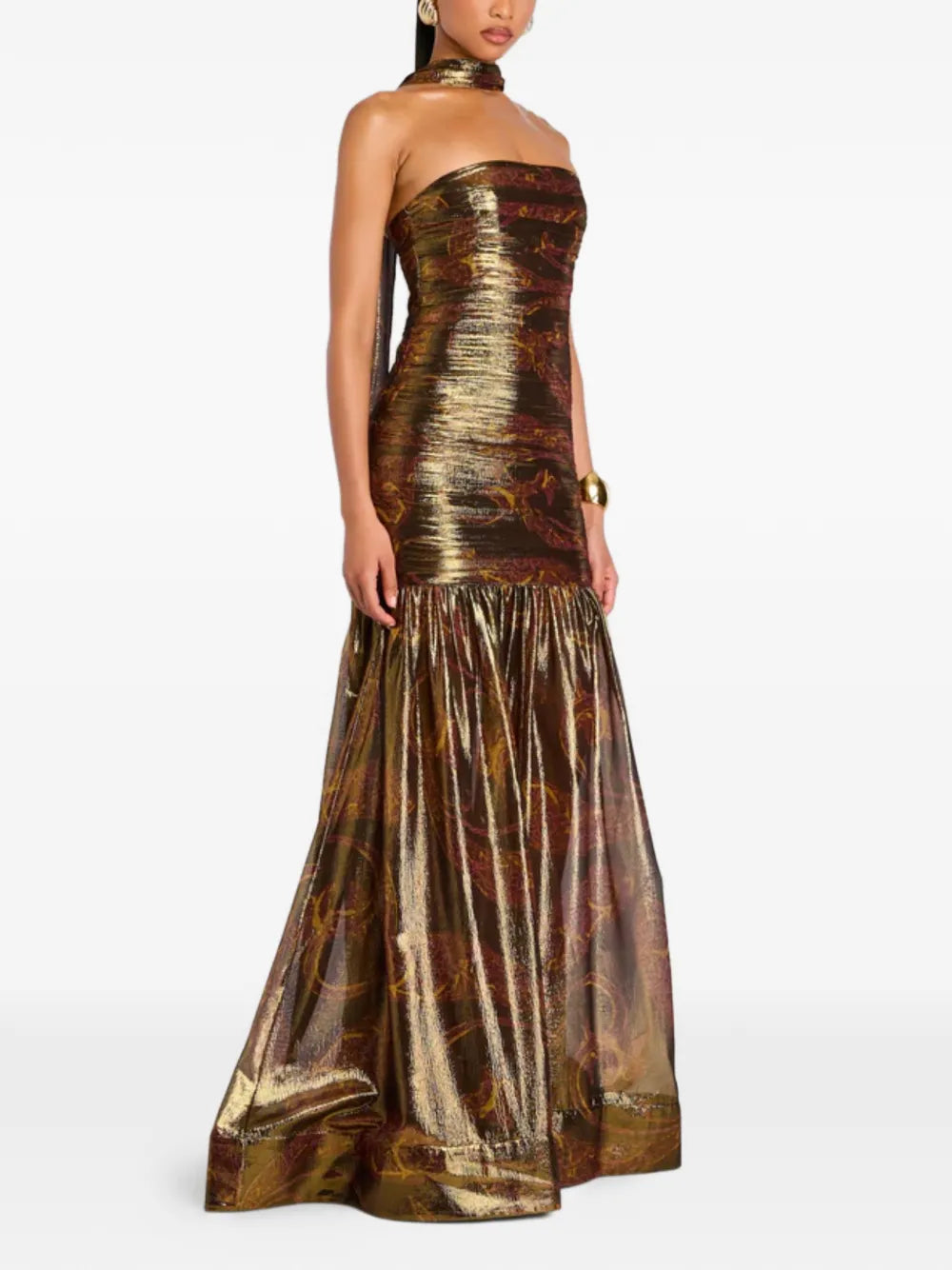 Retrofete Metallic Choker Strapless Dress