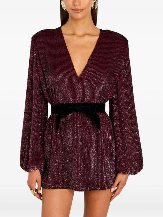 Retrofete Sequin V Neck Dress