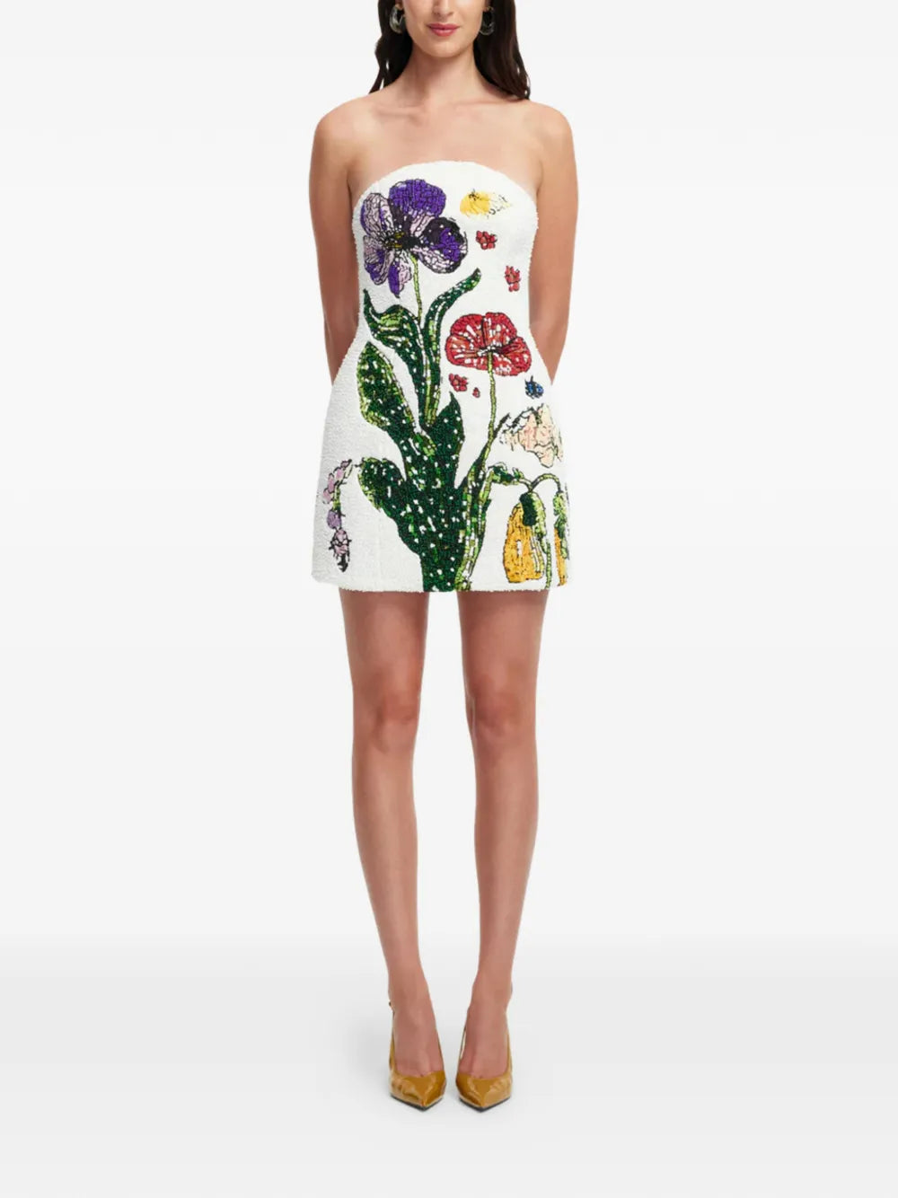 Leo Lin Floral Strapless Dress