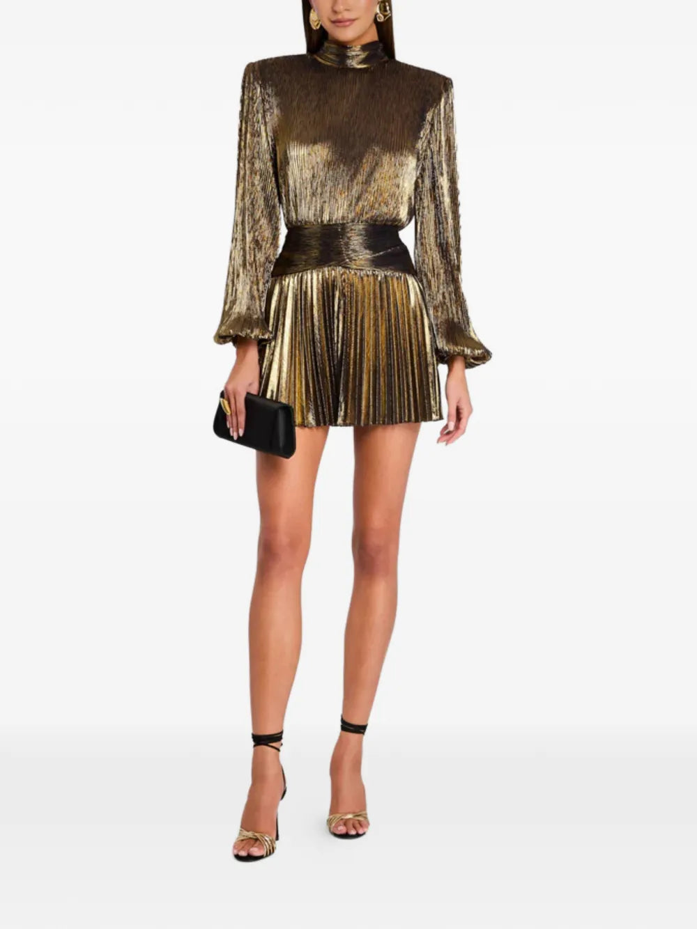 Retrofete Pleated High Neck Dress