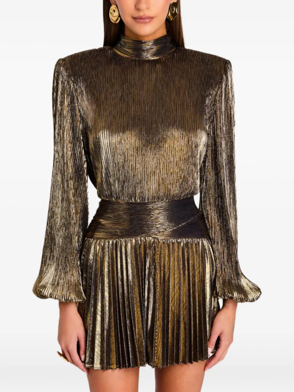 Retrofete Pleated High Neck Dress
