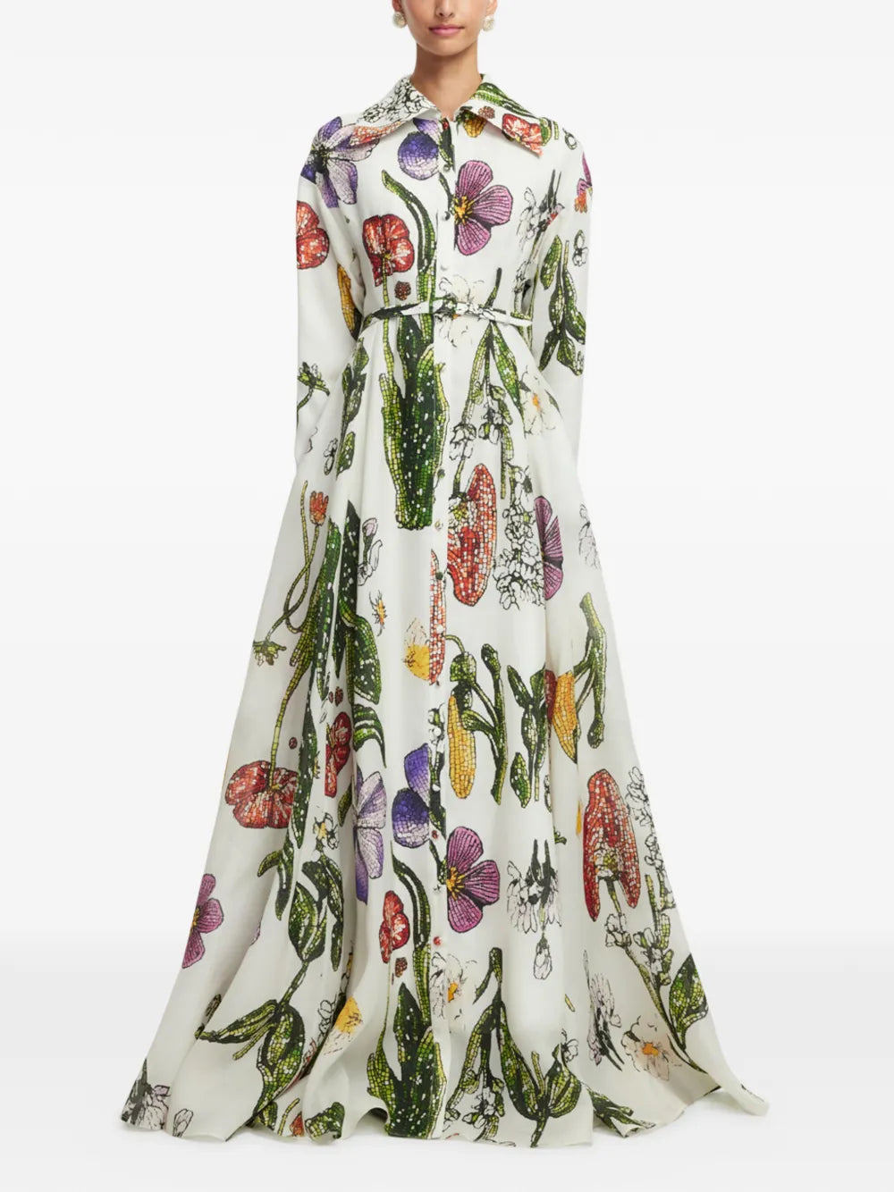 Leo Lin Collared Floral Print Dress