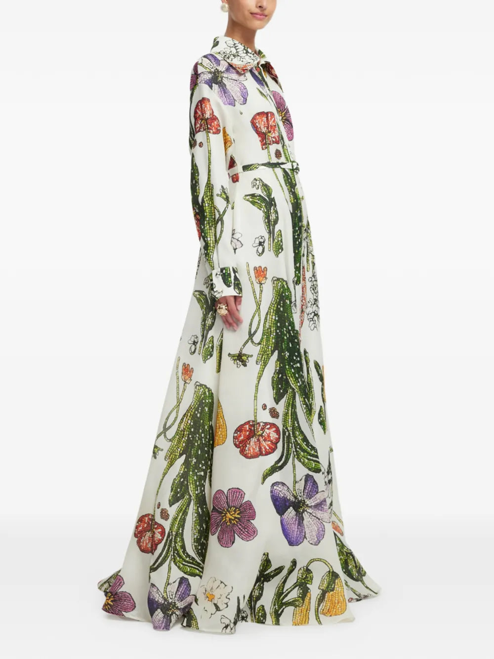 Leo Lin Collared Floral Print Dress