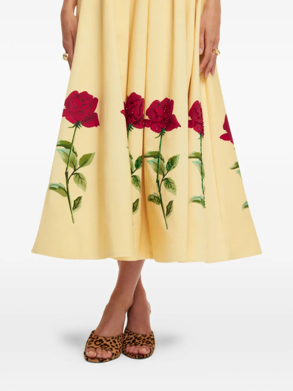 Leo Lin Strapless Rose Print Dress