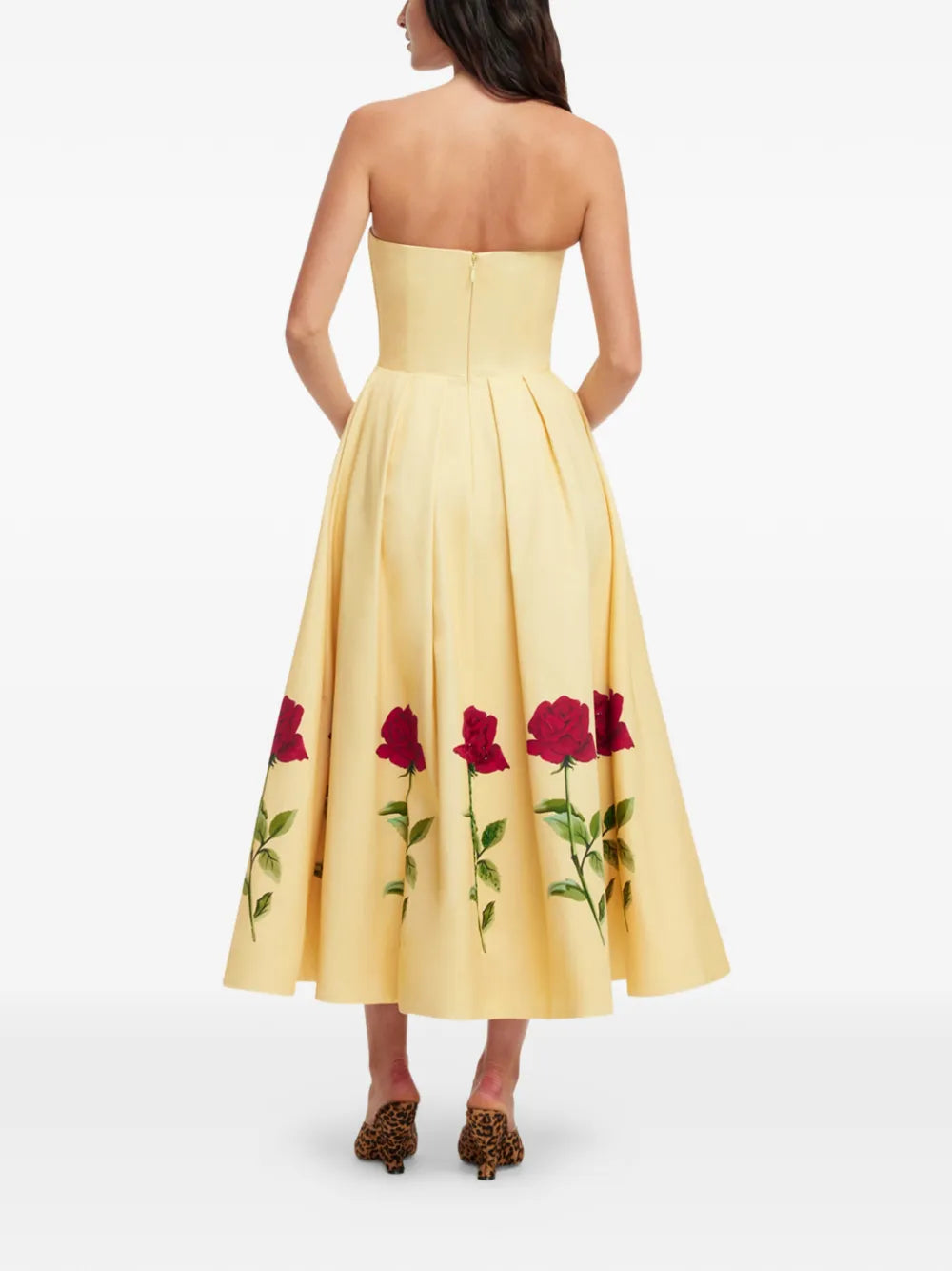 Leo Lin Strapless Rose Print Dress