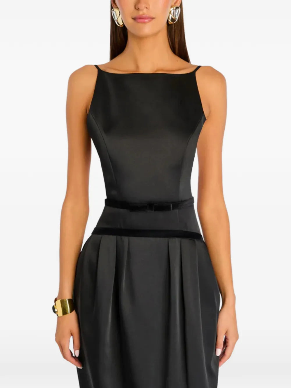 Retrofete Square Neck Velvet Waist Dress