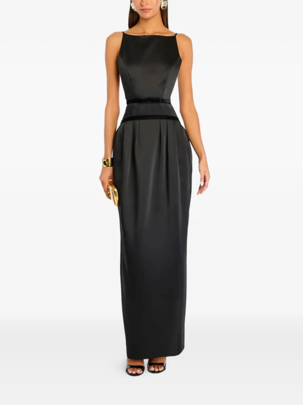 Retrofete Square Neck Velvet Waist Dress