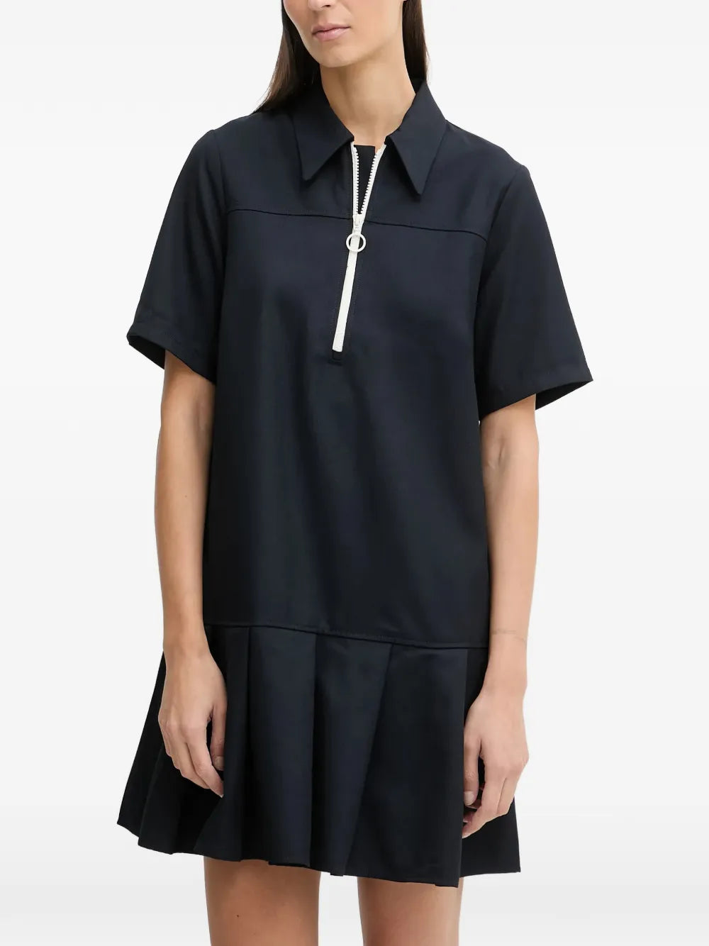 Marc Opolo Zip Neck Pleated Mini Dress