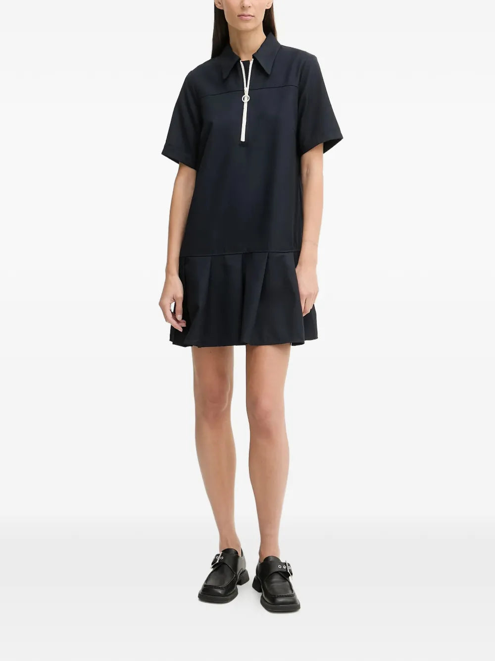 Marc Opolo Zip Neck Pleated Mini Dress