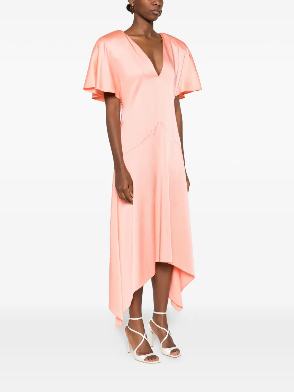 Stella Mccartney V Neck Asymmetric Midi Dress