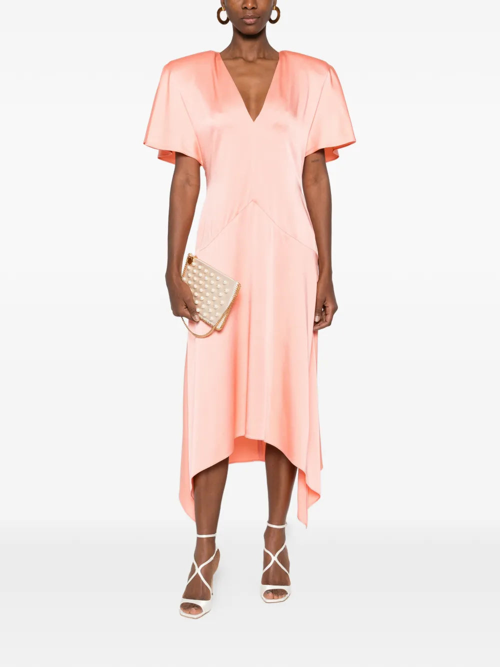 Stella Mccartney V Neck Asymmetric Midi Dress