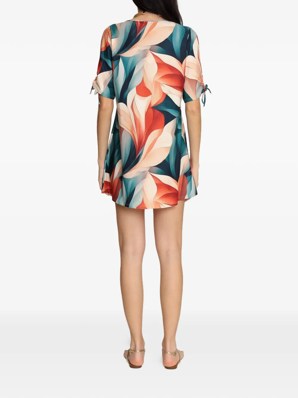 Lygia Nanny Batuira Gathered Sleeve Floral Print Mini Dress