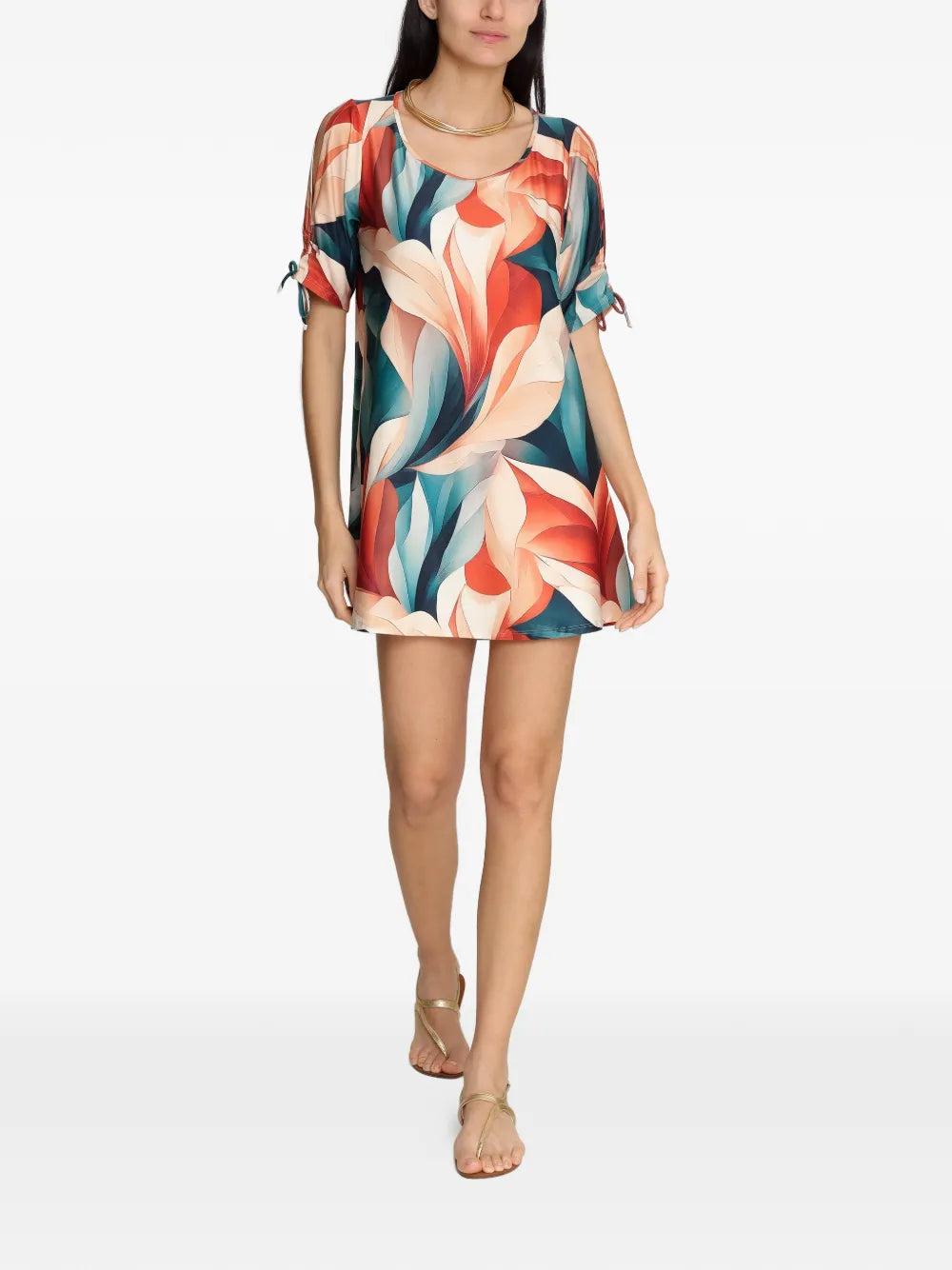 Lygia Nanny Batuira Gathered Sleeve Floral Print Mini Dress