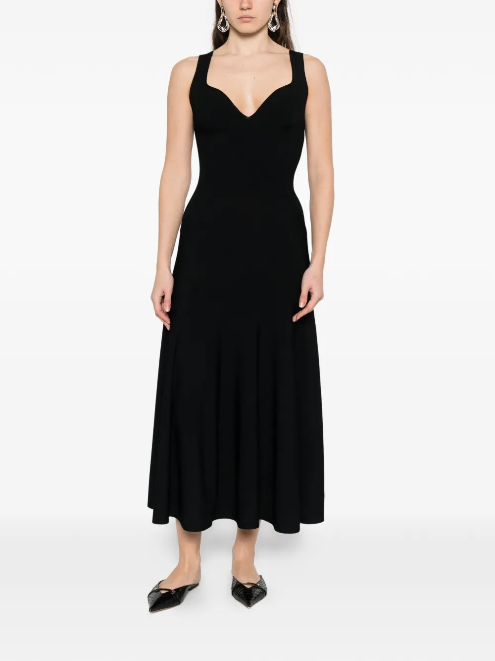 Alaia V Neck Midi Dress