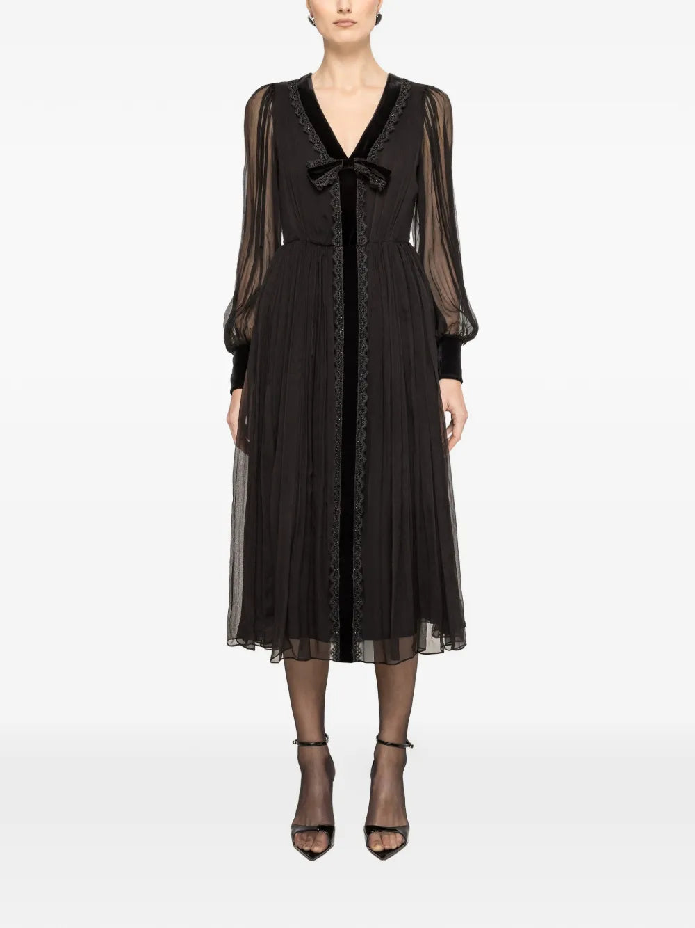Nissa Velvet Bow Midi Dress