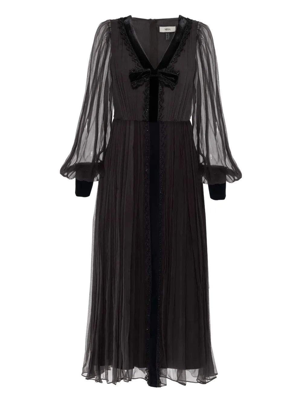 Nissa Velvet Bow Midi Dress