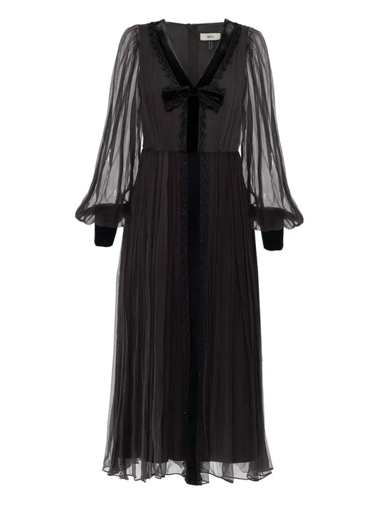 Nissa Velvet Bow Midi Dress