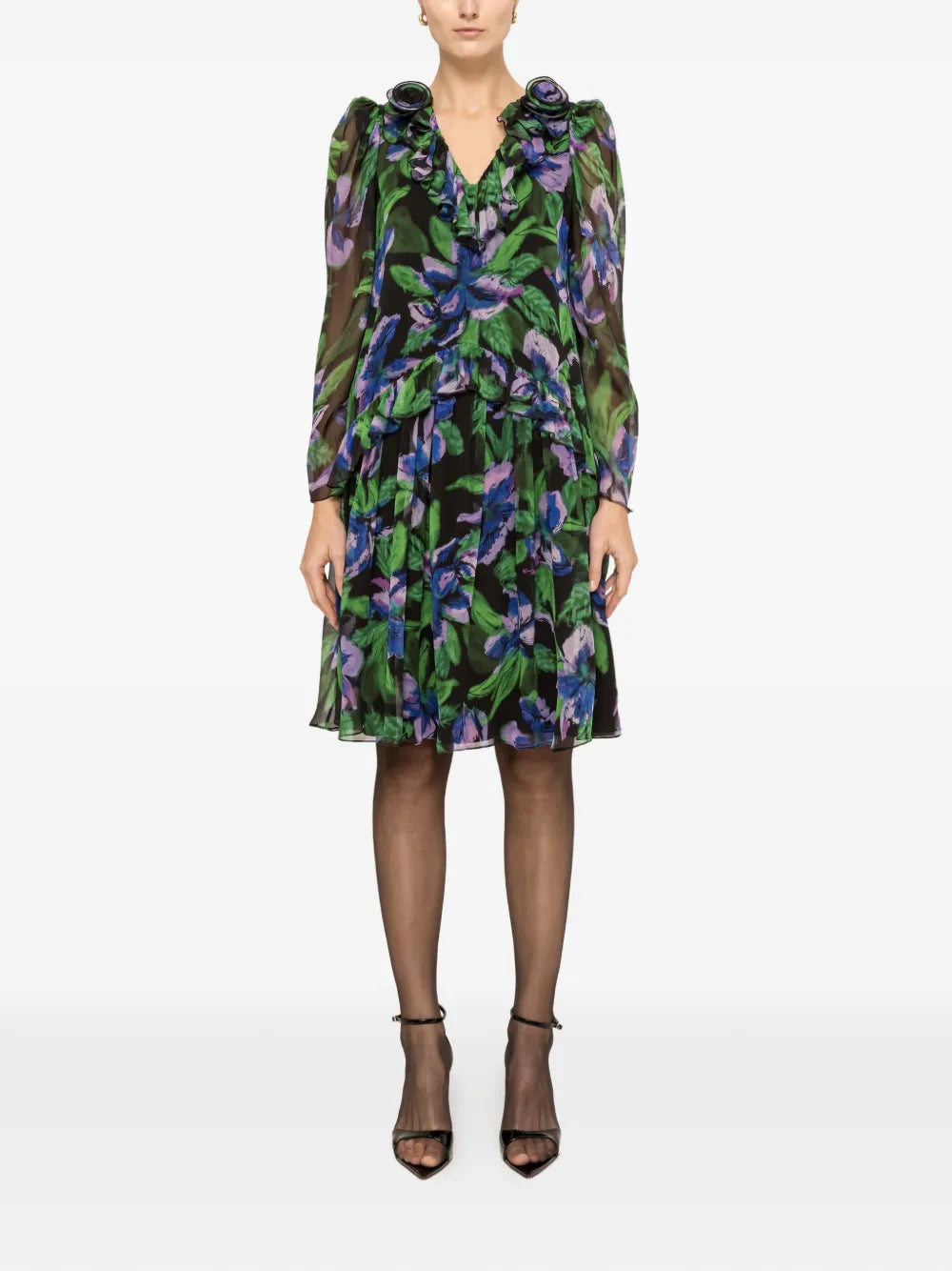 Nissa Floral Applique Mini Dress