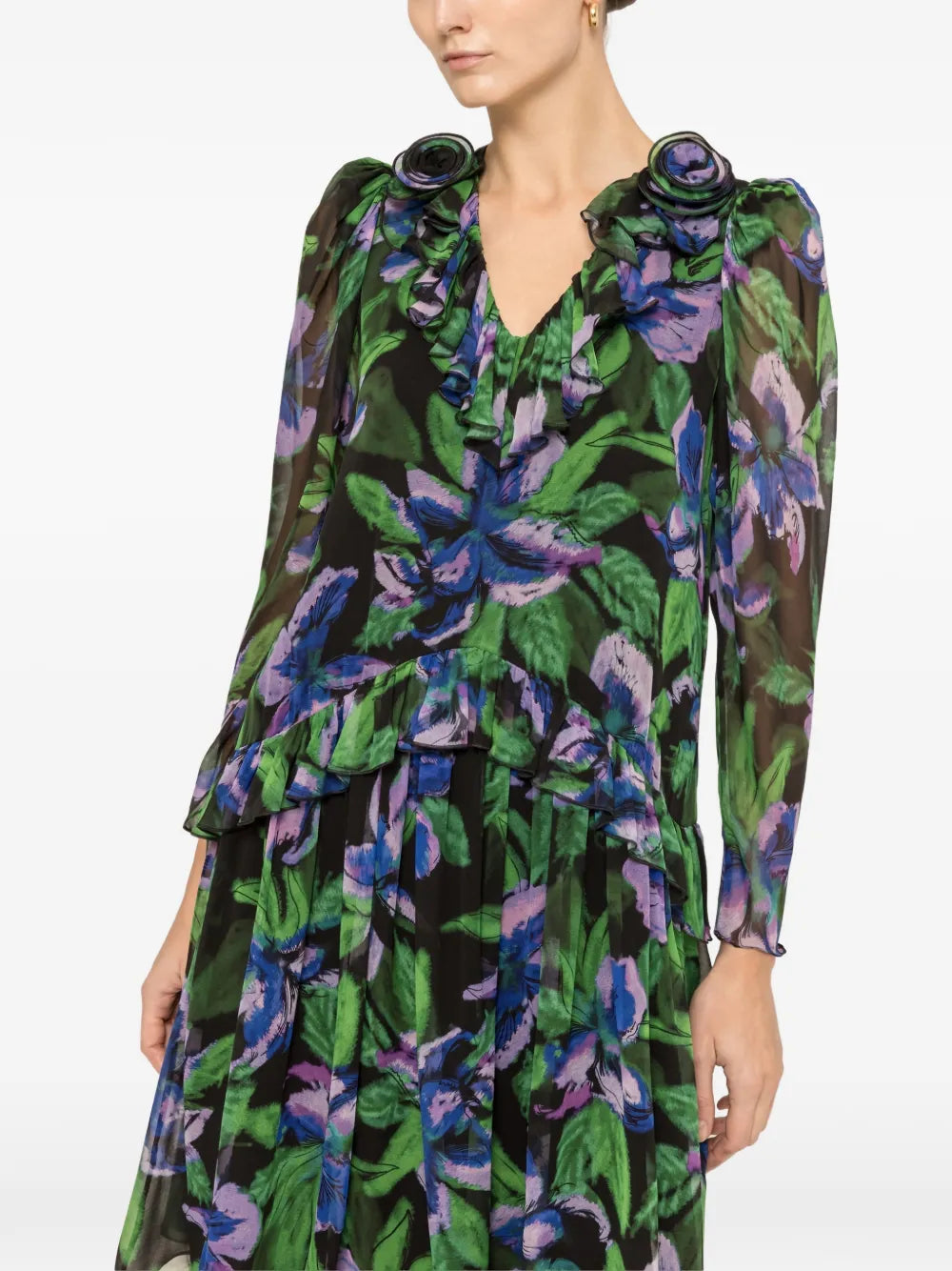 Nissa Floral Applique Mini Dress