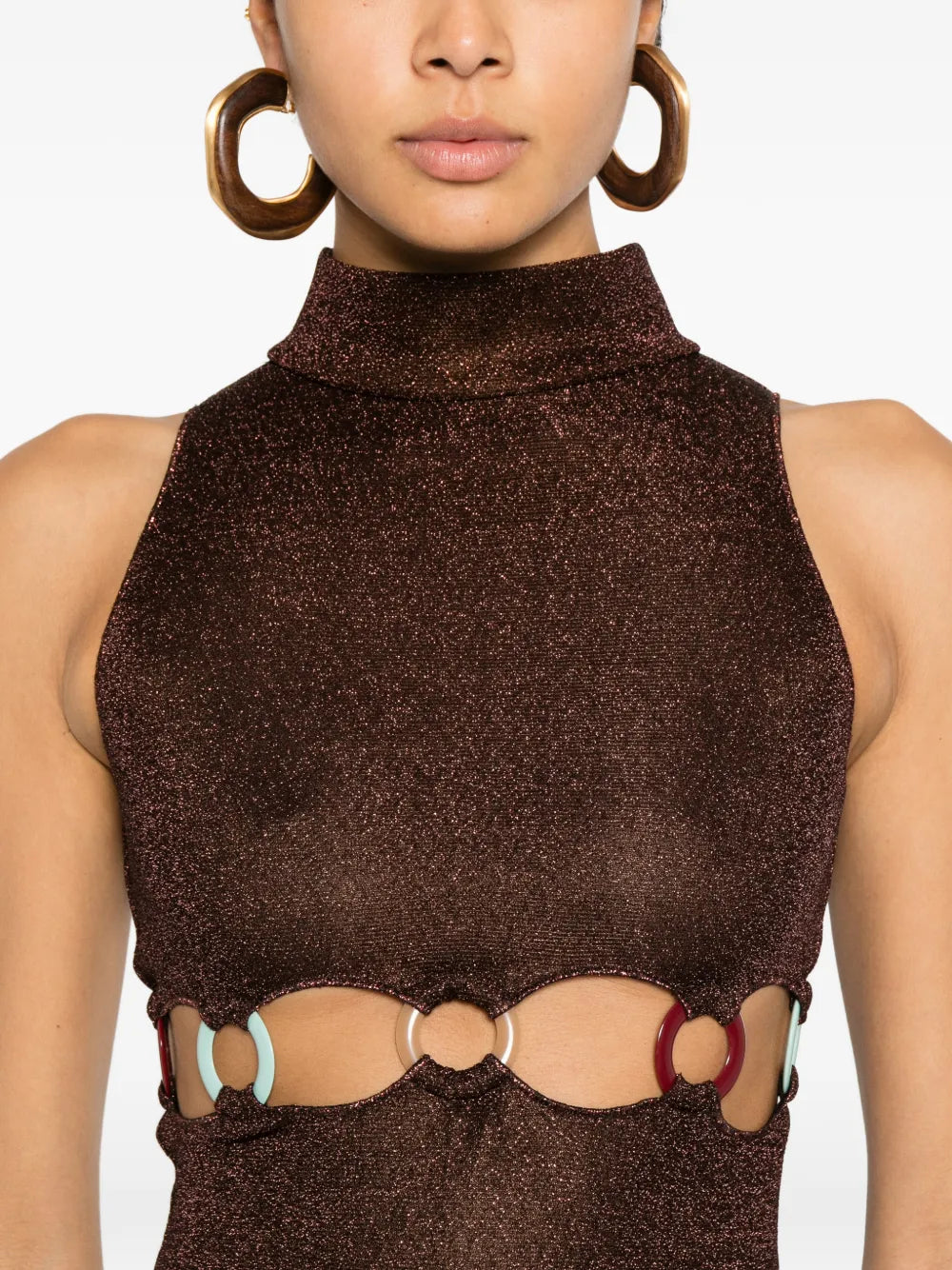 Oseree Cut Out High Neck Dress