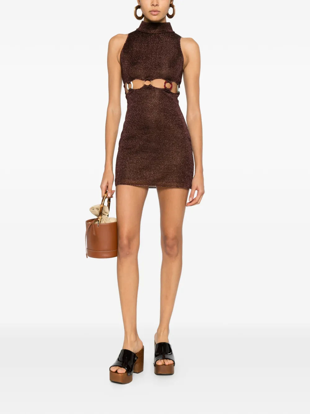 Oseree Cut Out High Neck Dress