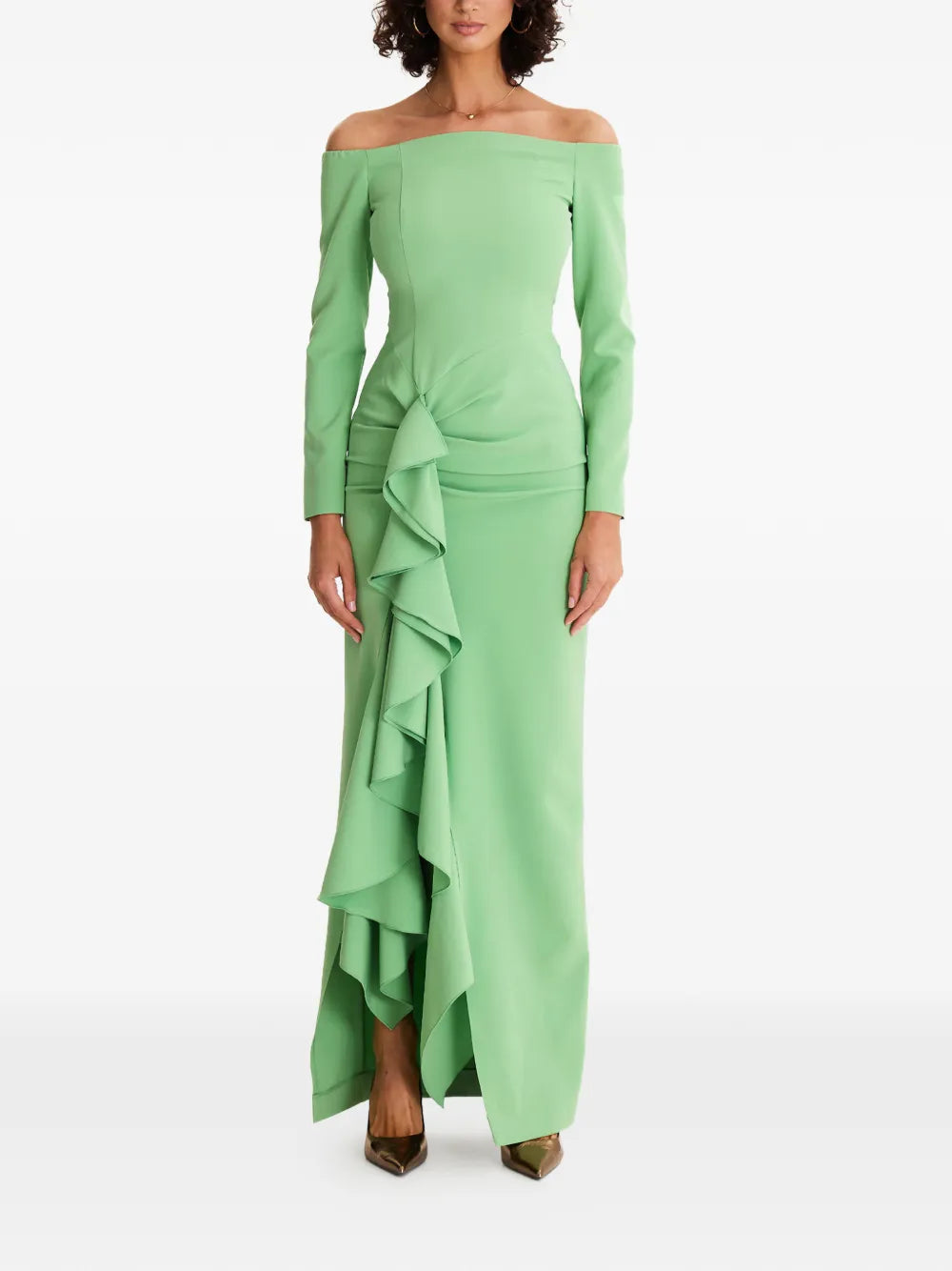 Moos Studio Ruffled Off Shoulder Dress