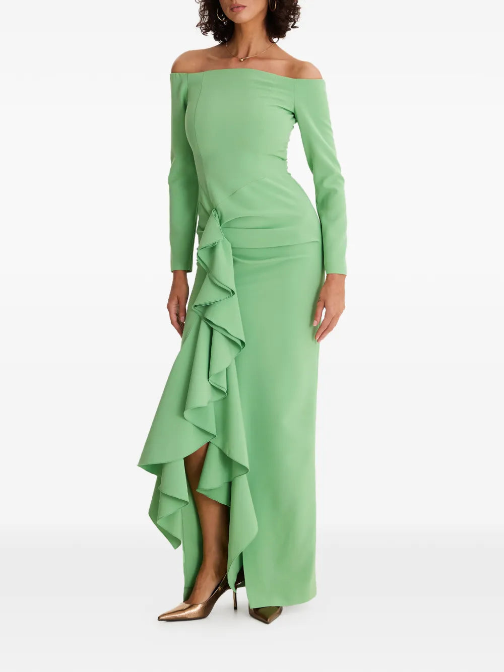 Moos Studio Ruffled Off Shoulder Dress