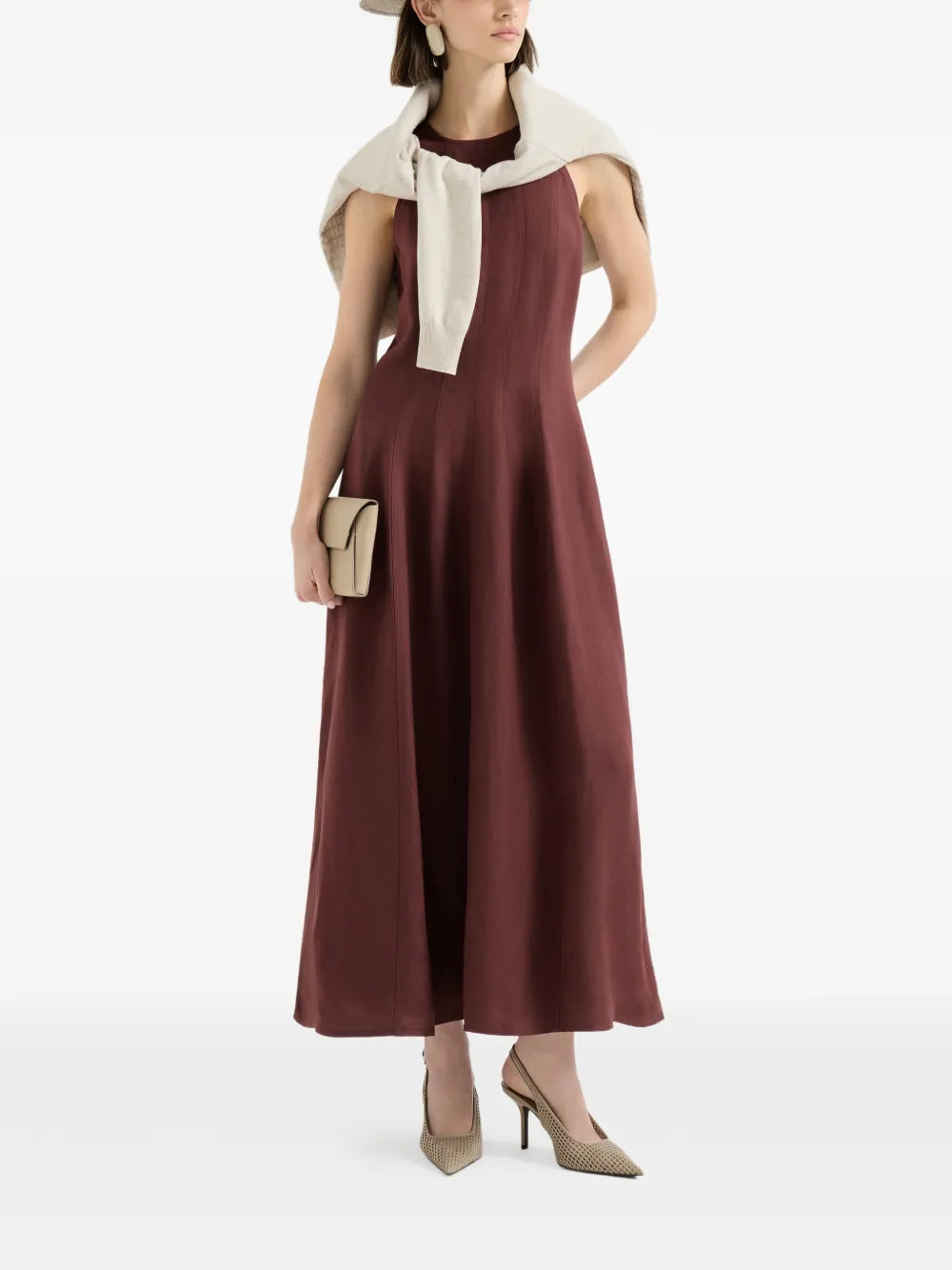 Brunello Cucinelli Fluid Twill Midi Dress