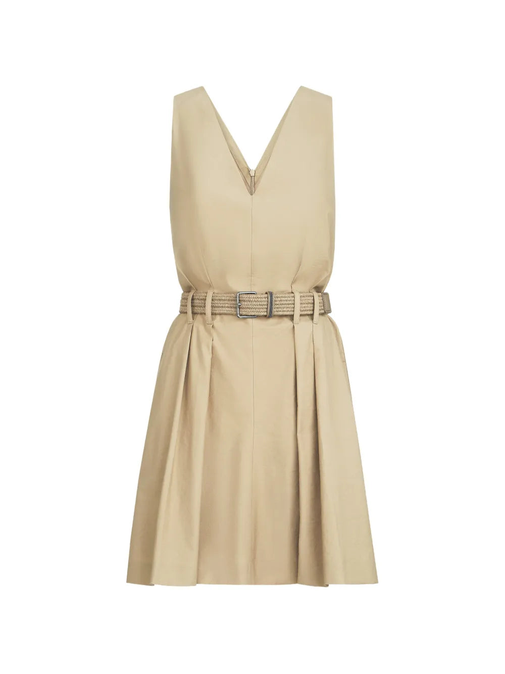 Brunello Cucinelli Belted V Neck Mini Dress
