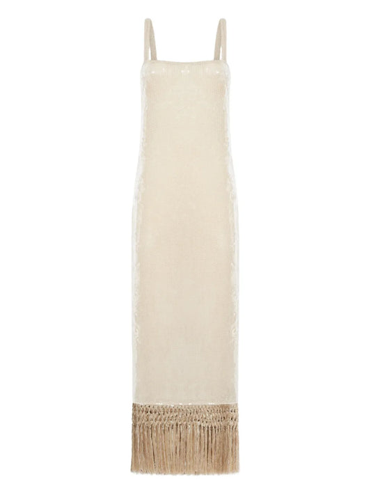 Taller Marmo Agrigento Disco Sequin Fringed Midi Dress