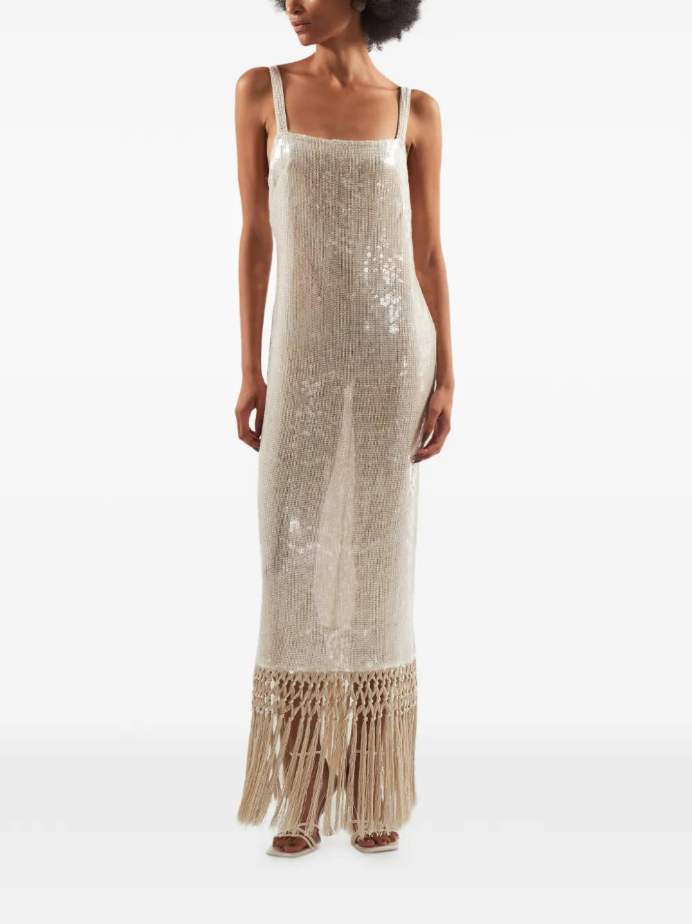 Taller Marmo Agrigento Disco Sequin Fringed Midi Dress