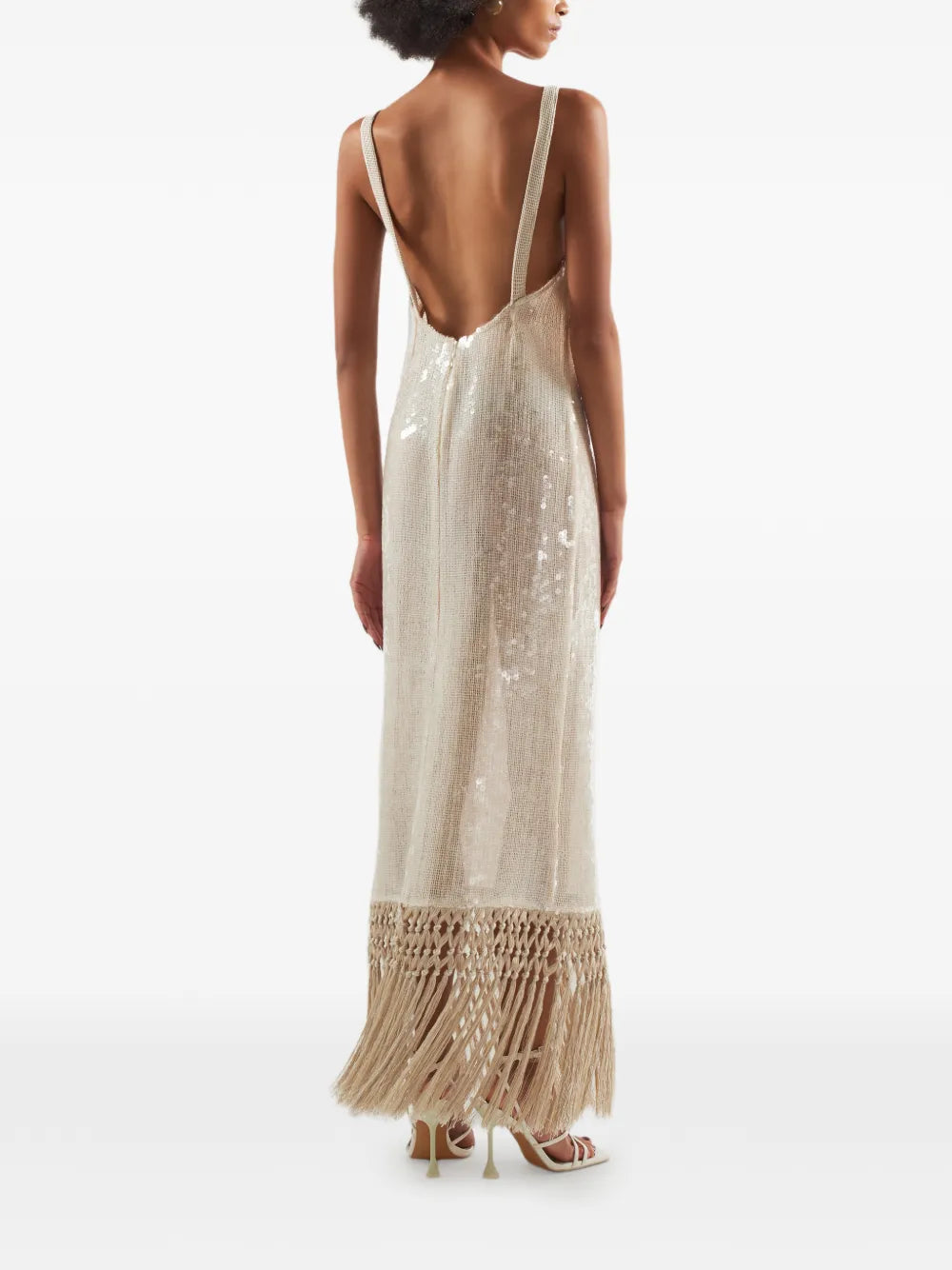 Taller Marmo Agrigento Disco Sequin Fringed Midi Dress