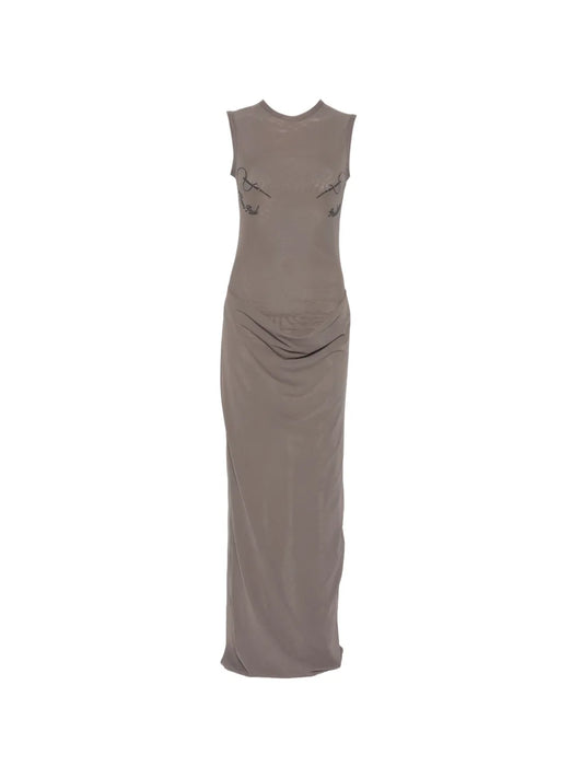 Jean Paul Gaultier Gathered Sleeveless Maxi Dress
