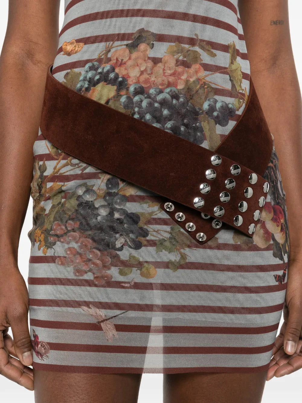Jean Paul Gaultier Striped Floral Print Mini Dress