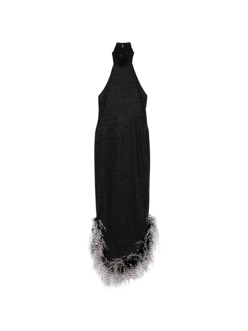 Oseree Feather Trim Midi Dress