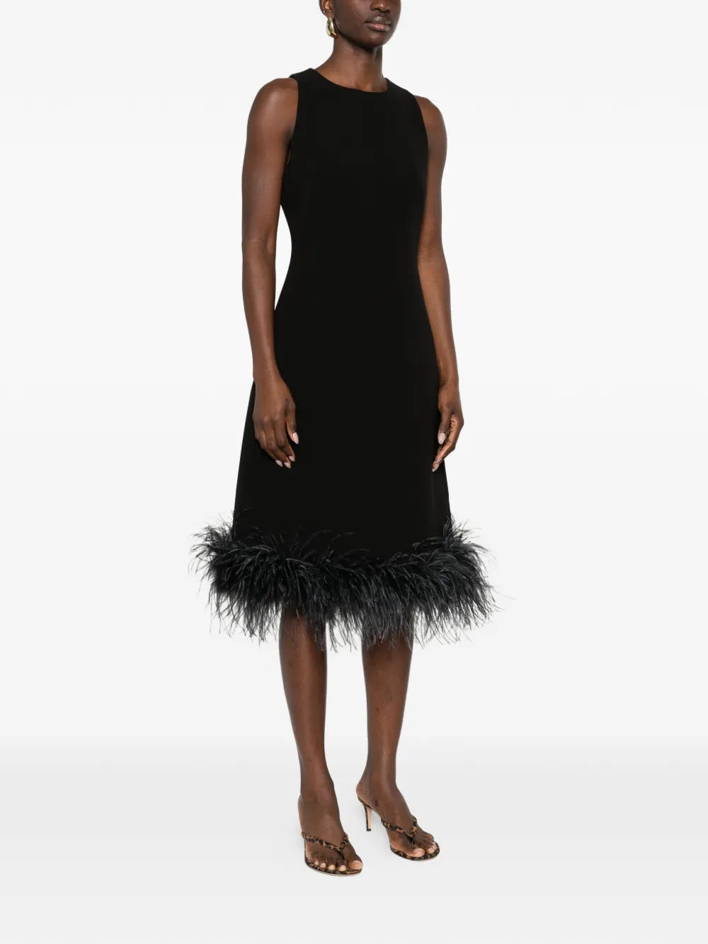 Max Mara Feather Hem Midi Dress