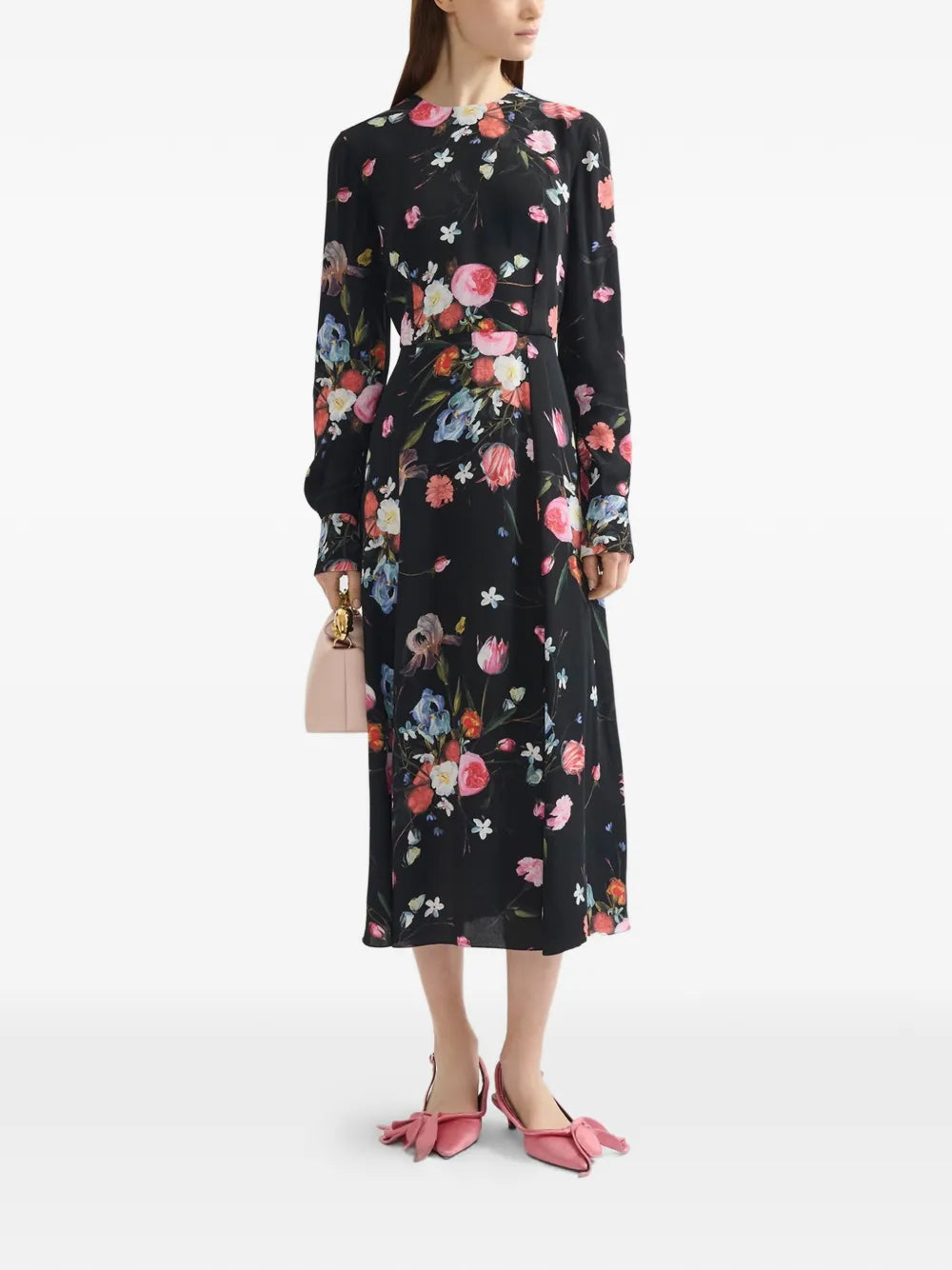 Erdem Long Sleeves Floral Print Midi Dress