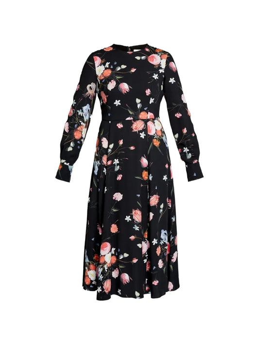 Erdem Long Sleeves Floral Print Midi Dress