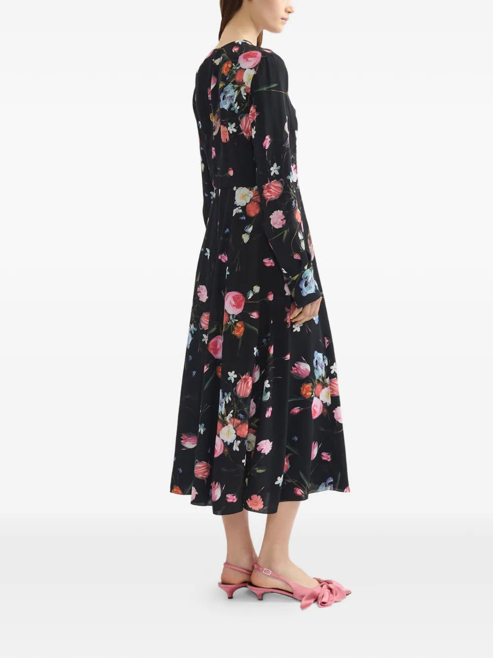 Erdem Long Sleeves Floral Print Midi Dress