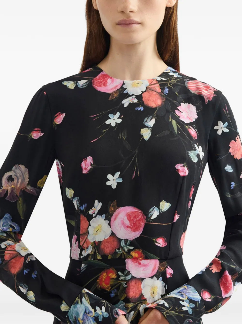 Erdem Long Sleeves Floral Print Midi Dress