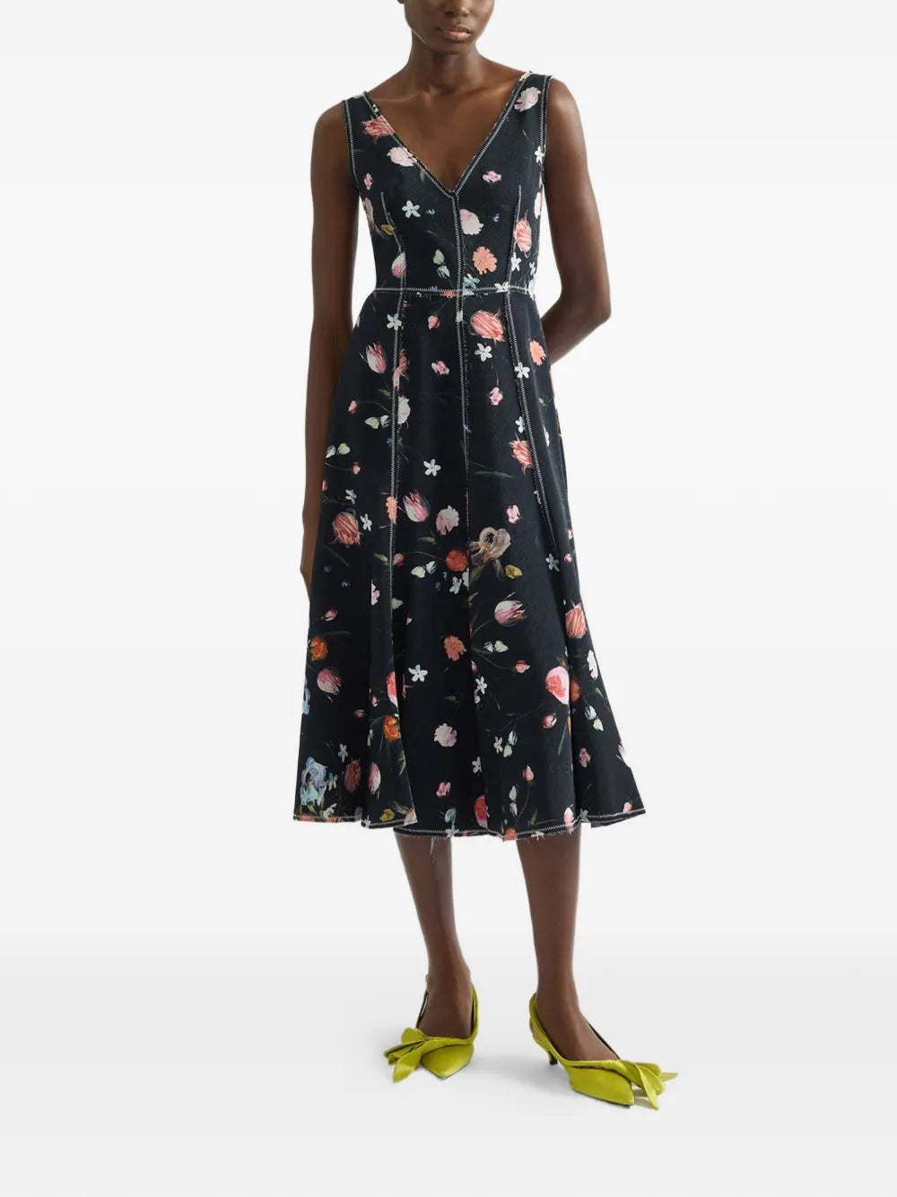 Erdem Sleeveless Floral Print Midi Dress