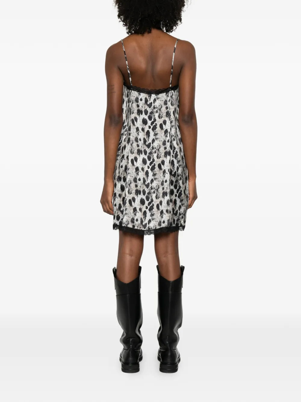 R13 Lace Trim Leopard Print Mini Dress